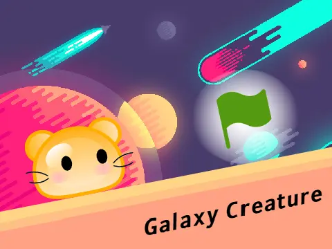 Galaxy Creature Platformer game logo featuring space theme and creature character