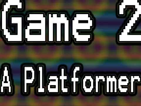 Game 2 platformer logo with gem and block artwork