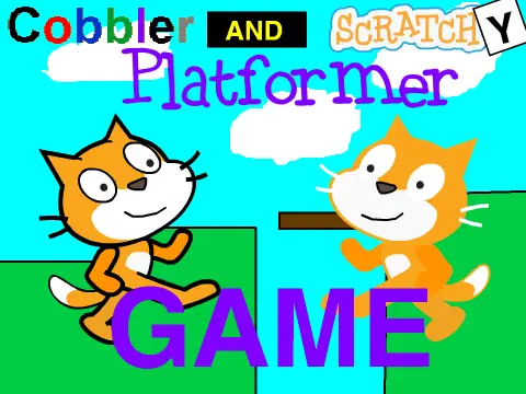 Game Cobbler and Scratchy platformer logo - dual character selection