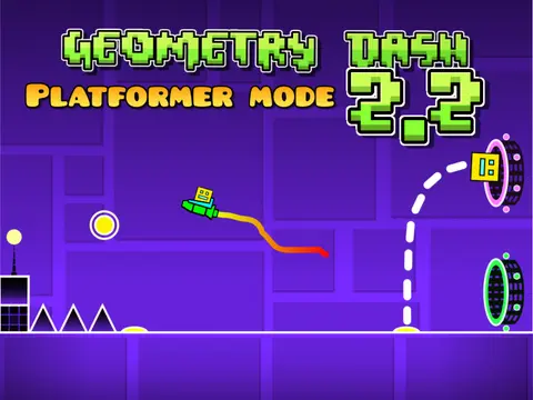 Geometry Dash 2.2 platformer mode fan game logo with geometric design