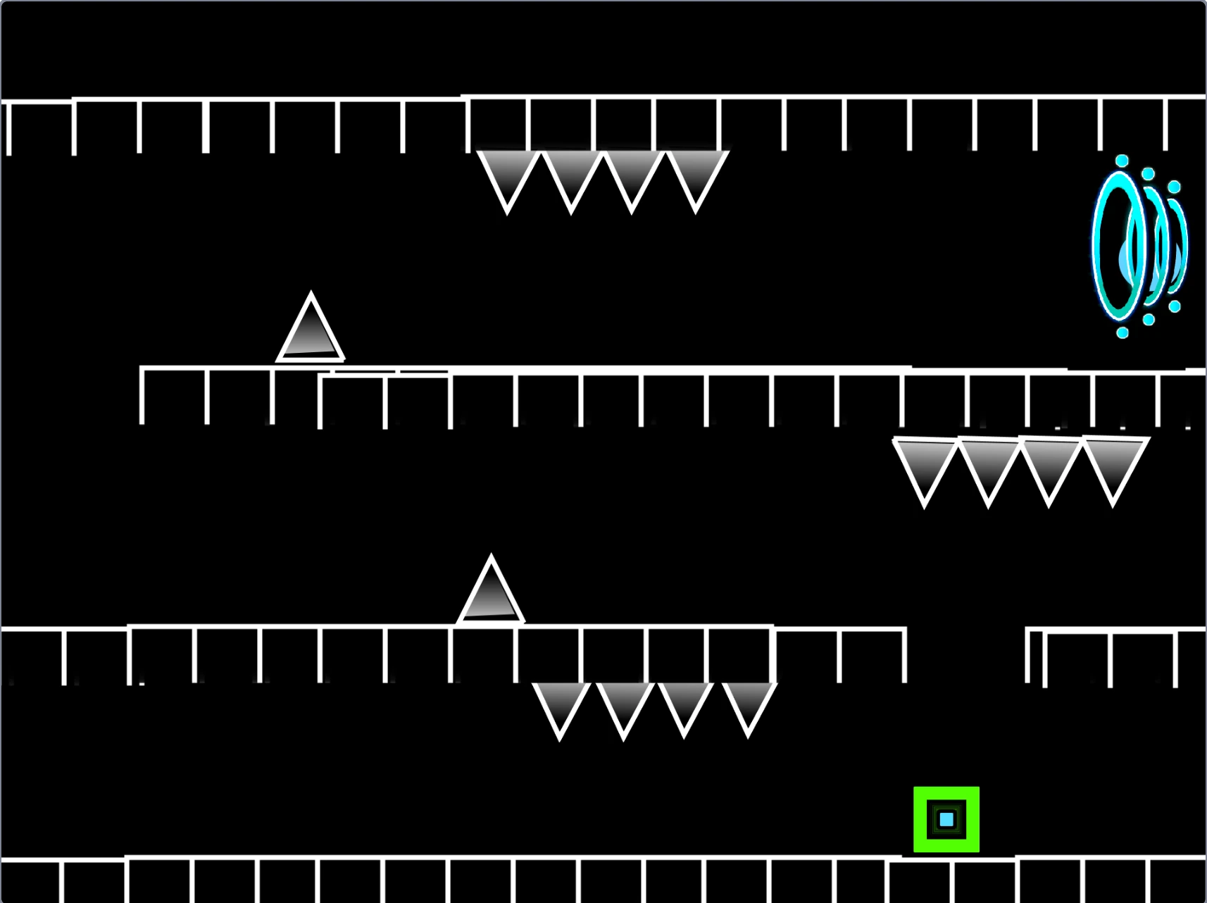 Geometry Dash a Platformer gameplay with platforms and triangles