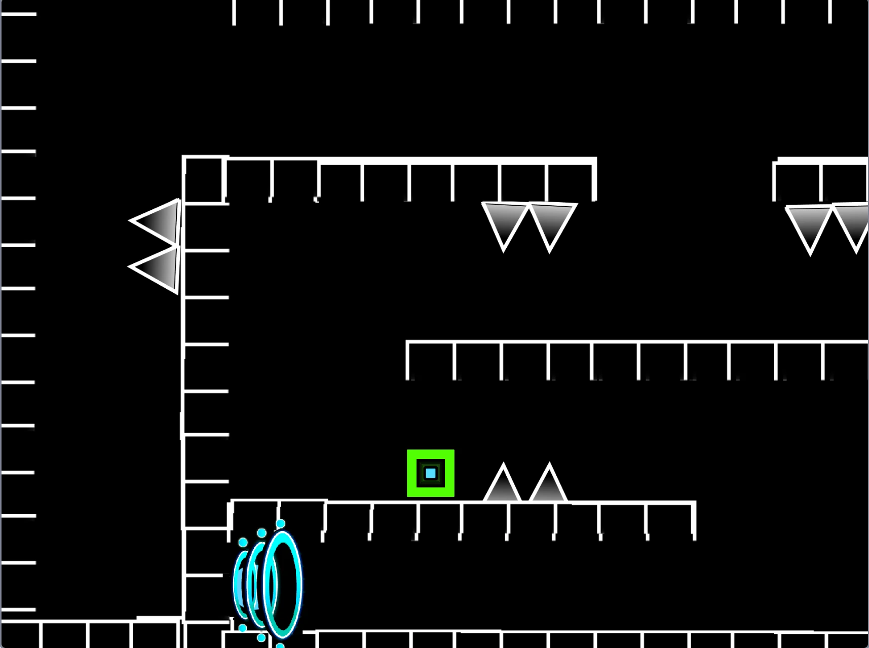 Geometry Dash a Platformer gameplay screenshot 5 with green square movement