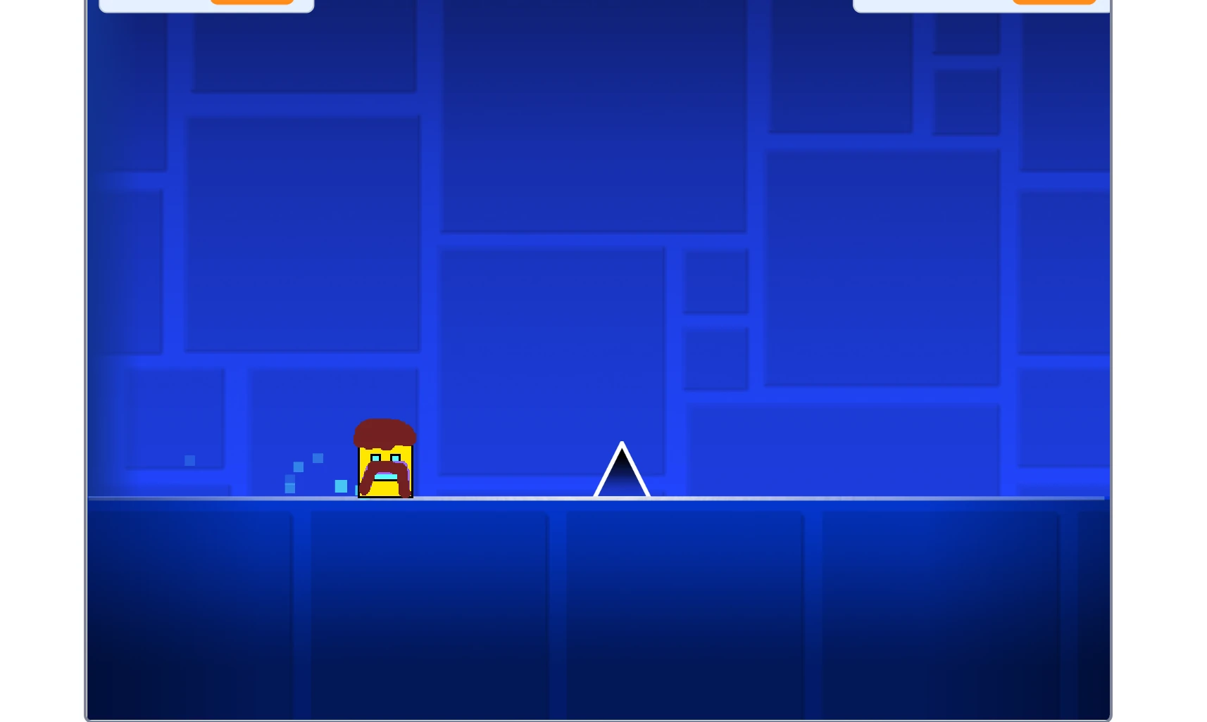 Geometry Dash Free gameplay showing character jumping between platforms