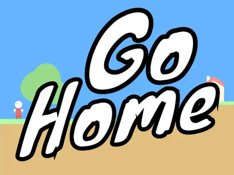 Go Home unfair platformer logo cover with challenging obstacles and joystick