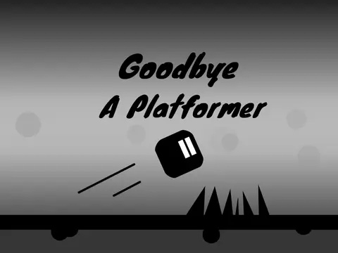 Goodbye a platformer logo cover featuring level-based platformer with spikes and acid