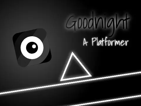 Goodnight platformer logo featuring night sky theme with skip button option