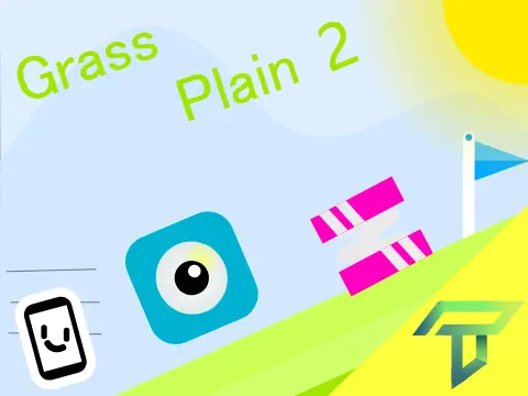Grass plains 2 a platformer logo cover featuring grass plains and spikes