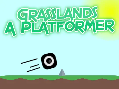 Logo for Grasslands, a colorful platformer game set in a grassland and cave environment