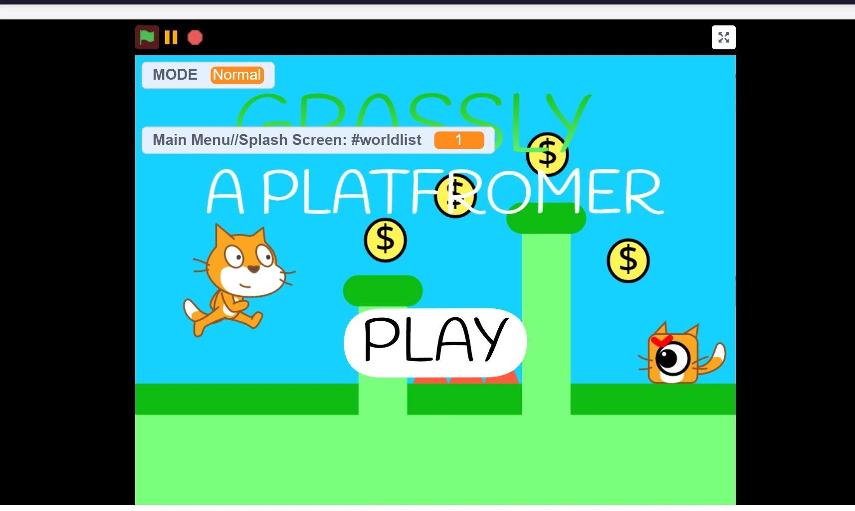 Grassly A Classic Platformer gameplay showing the yellow cat jumping