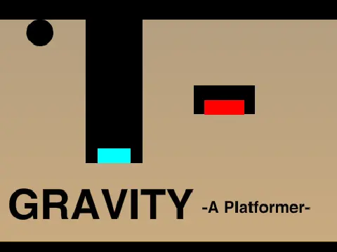 Gravity -A Platformer- logo with black ball and gravity shift effect