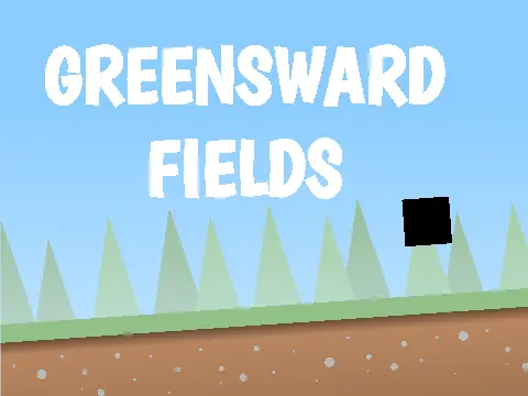 Greensward Fields platformer logo with green meadow and field aesthetics