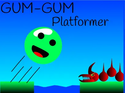Gum-gum platformer logo cover featuring bilingual text and licensed music credits