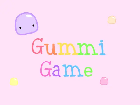 Gummi Game Platformer logo with bear and jellies