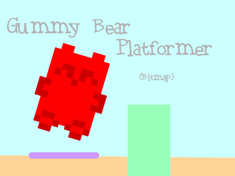 Gummy Bear platformer logo - bitmap gummy bear character jumping
