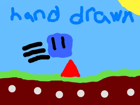 Hand Drawn a Platformer game cover showing a sketched character in a drawn world