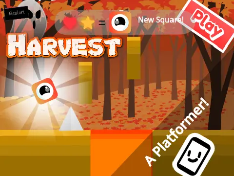 Harvest fall platformer logo - pumpkin and autumn harvest theme