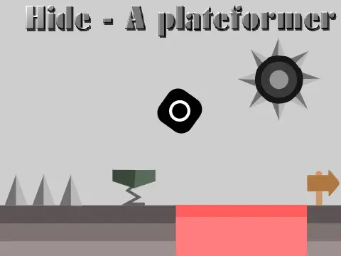 Hide platformer logo with hiding mechanic and saw blades