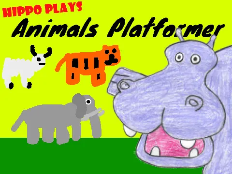Hippo Plays Animals Platformer logo featuring hippo character in animal themed platformer