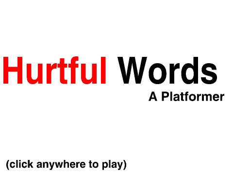Hurtful Words Platformer game logo featuring letters forming platform obstacles