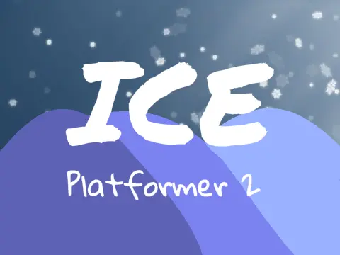 Ice platformer 2 logo cover featuring slippery blue ice and orange bouncy platforms