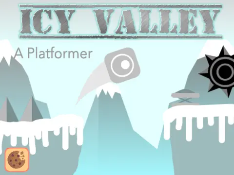 Icy Valley platformer logo - frosty winter platforming adventure
