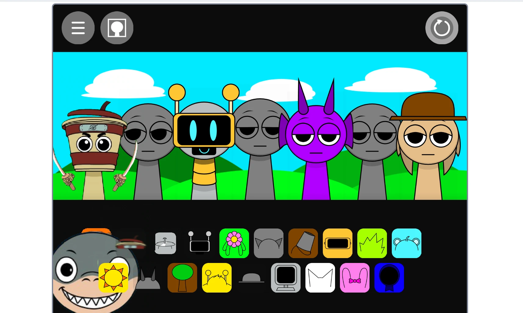 Full Italian Brainrot Sprunki interface view