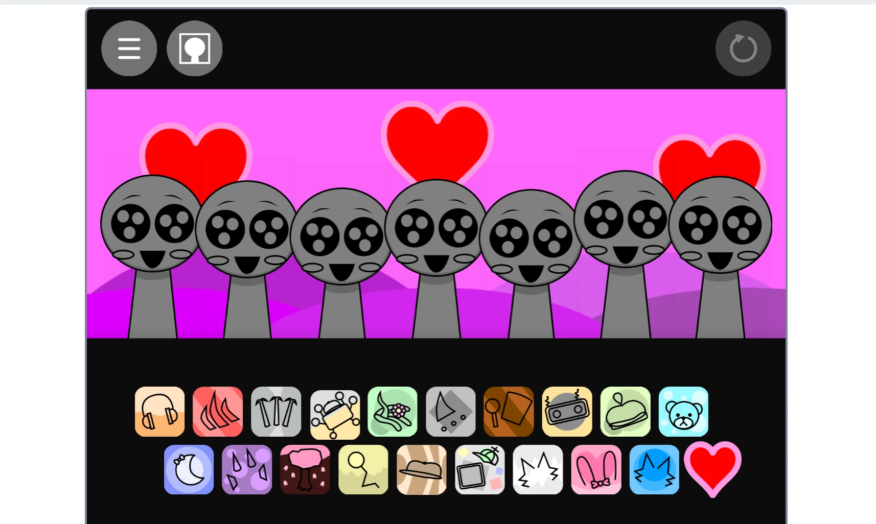 Incredibox Sprunki Cute Time music mixing interface