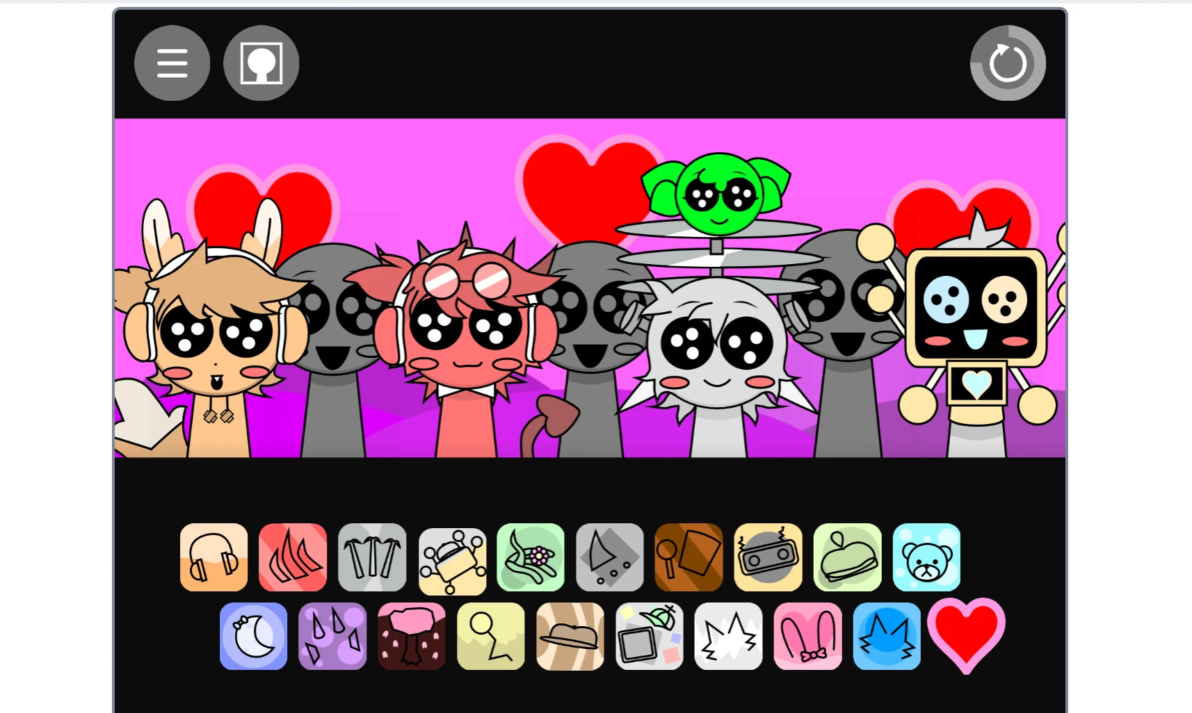 Incredibox Sprunki Cute Time character sound selection