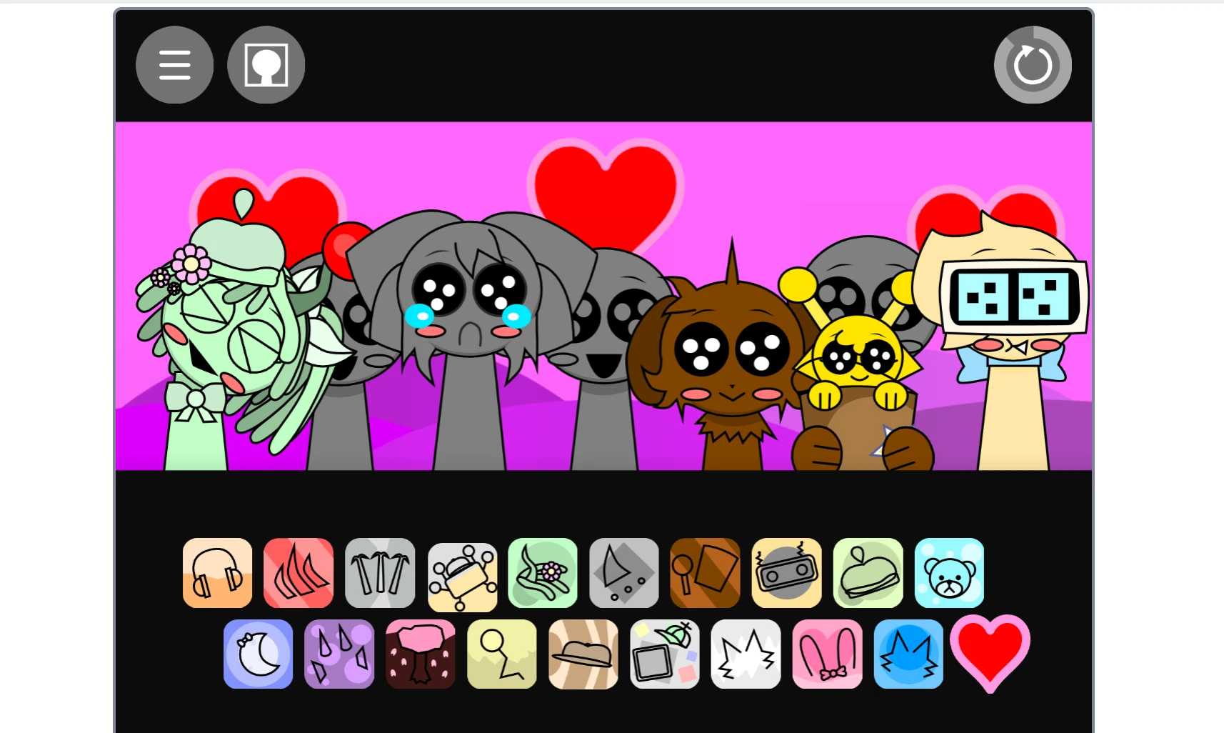 Various Sprunki characters with different musical roles