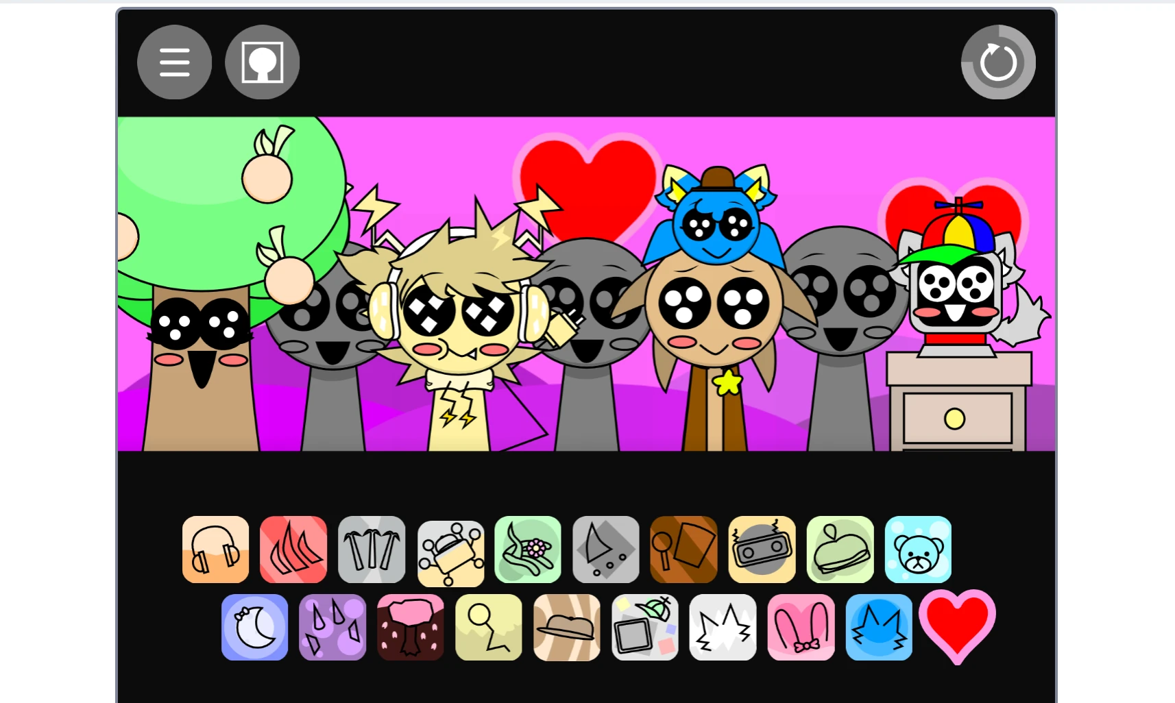 Musical composition with multiple Sprunki characters