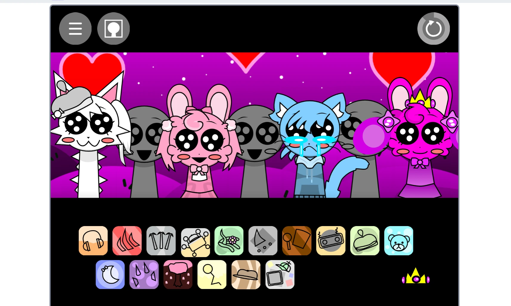 Incredibox Sprunki Cute Time sound effect options