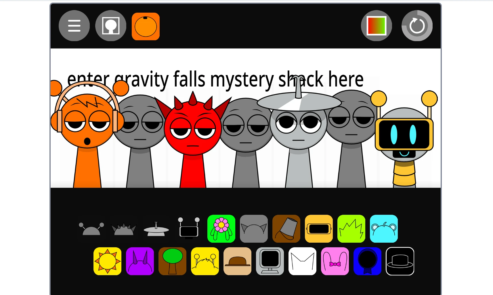 Incredibox Sprunki Gravity Falls Mod music creation interface