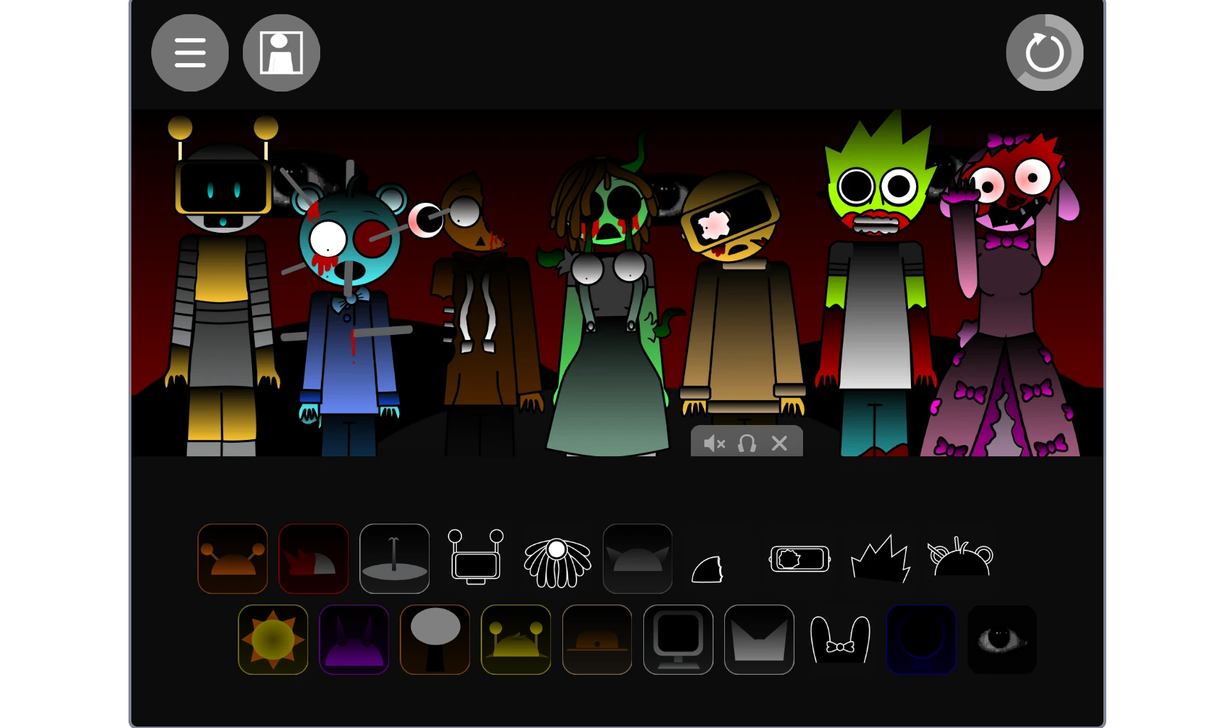 Sprunki human edition character selection and sound options