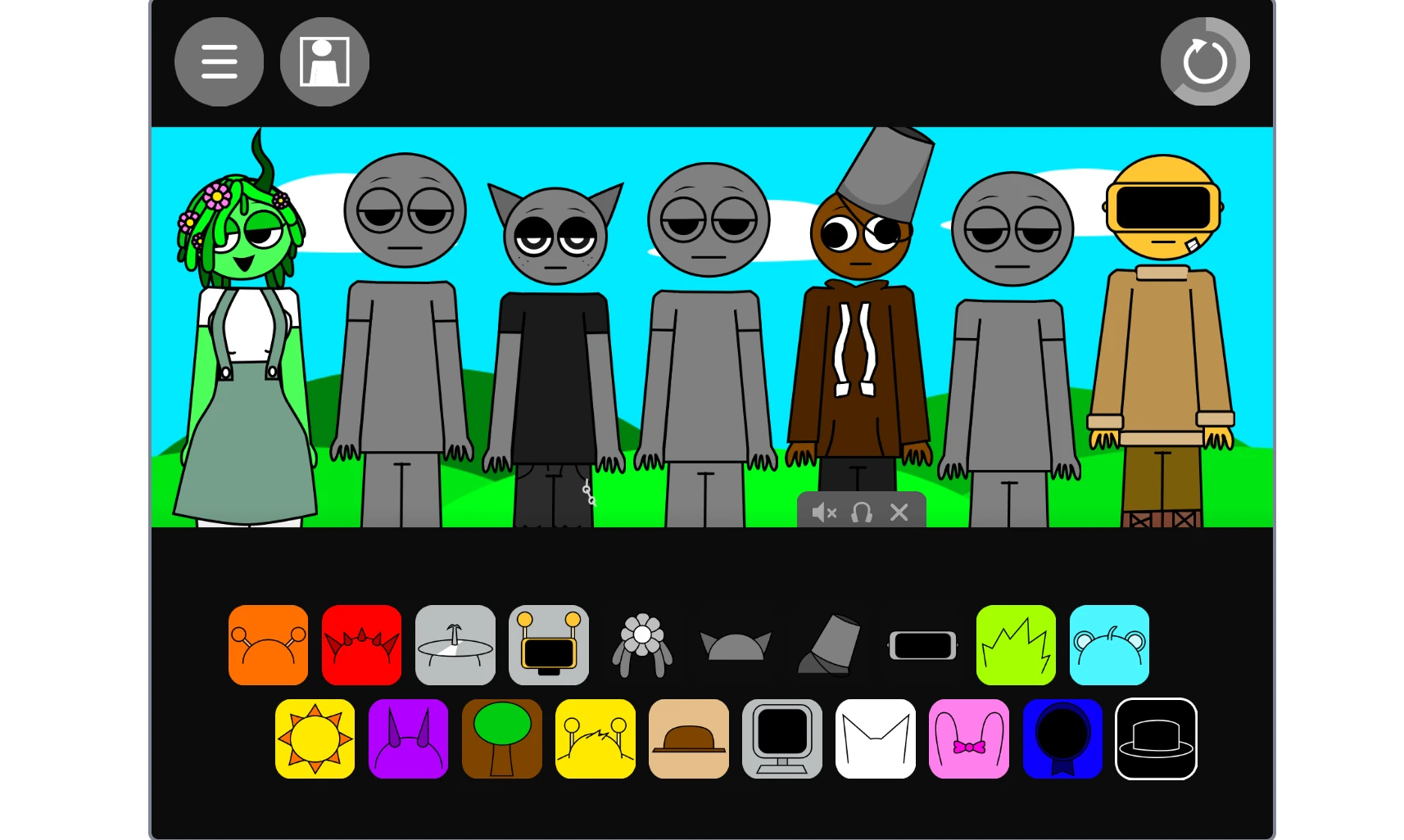Sprunki human edition character selection screen