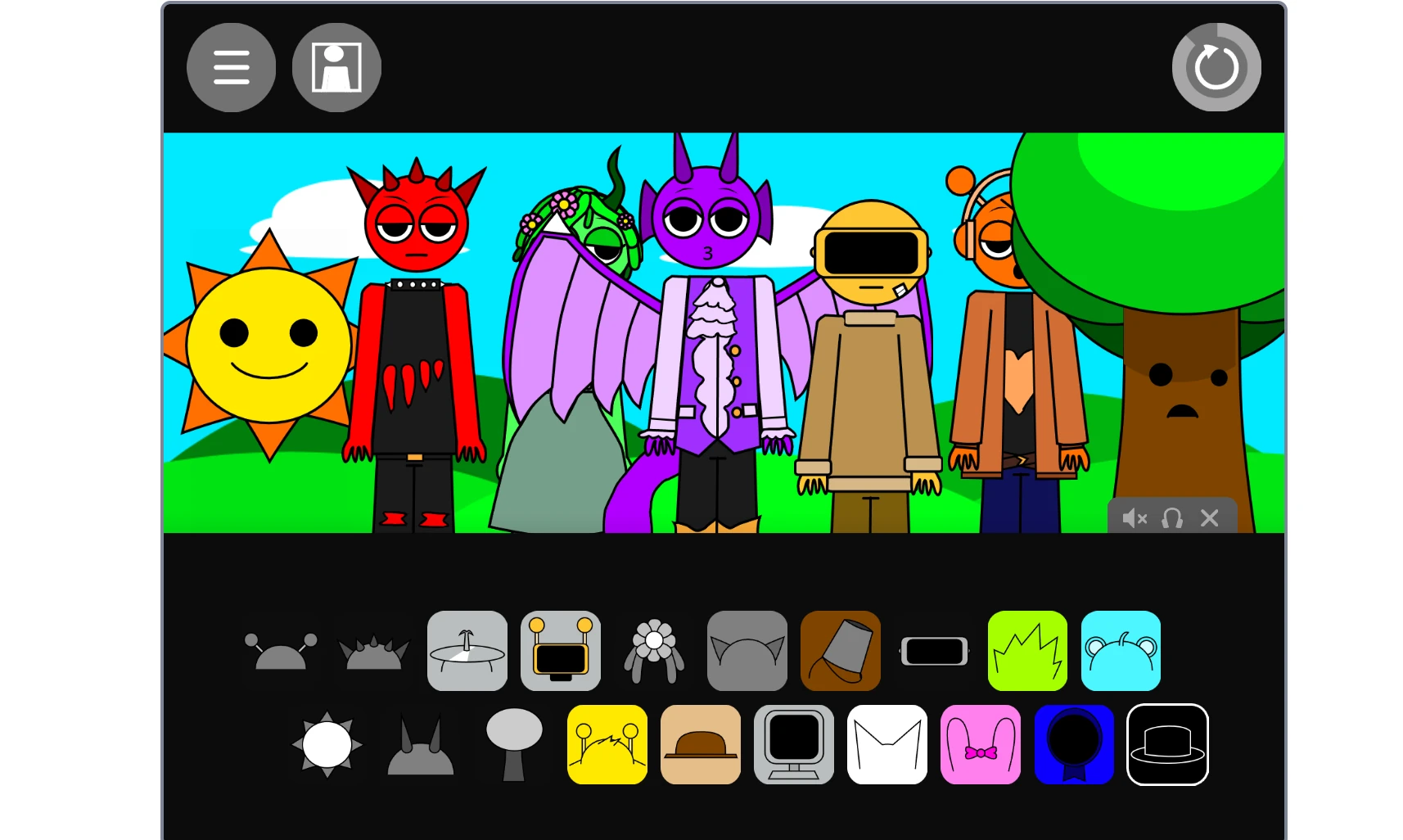 Multiple Sprunki characters making music together