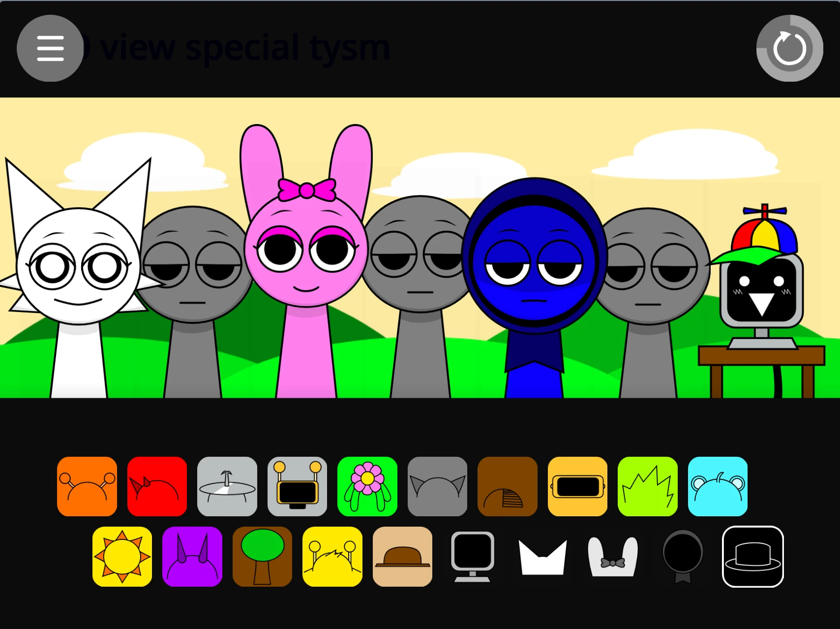 Incredibox Sprunki Infected V2 gameplay showing character selection