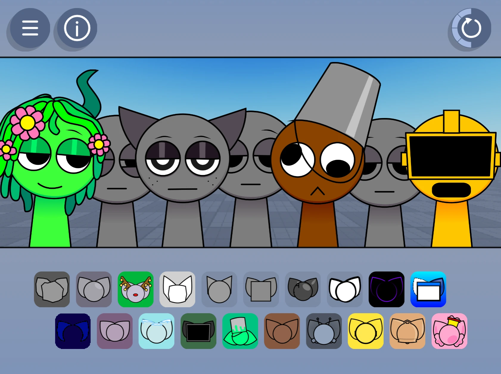 Sprunki Kats Sounds character selection screen