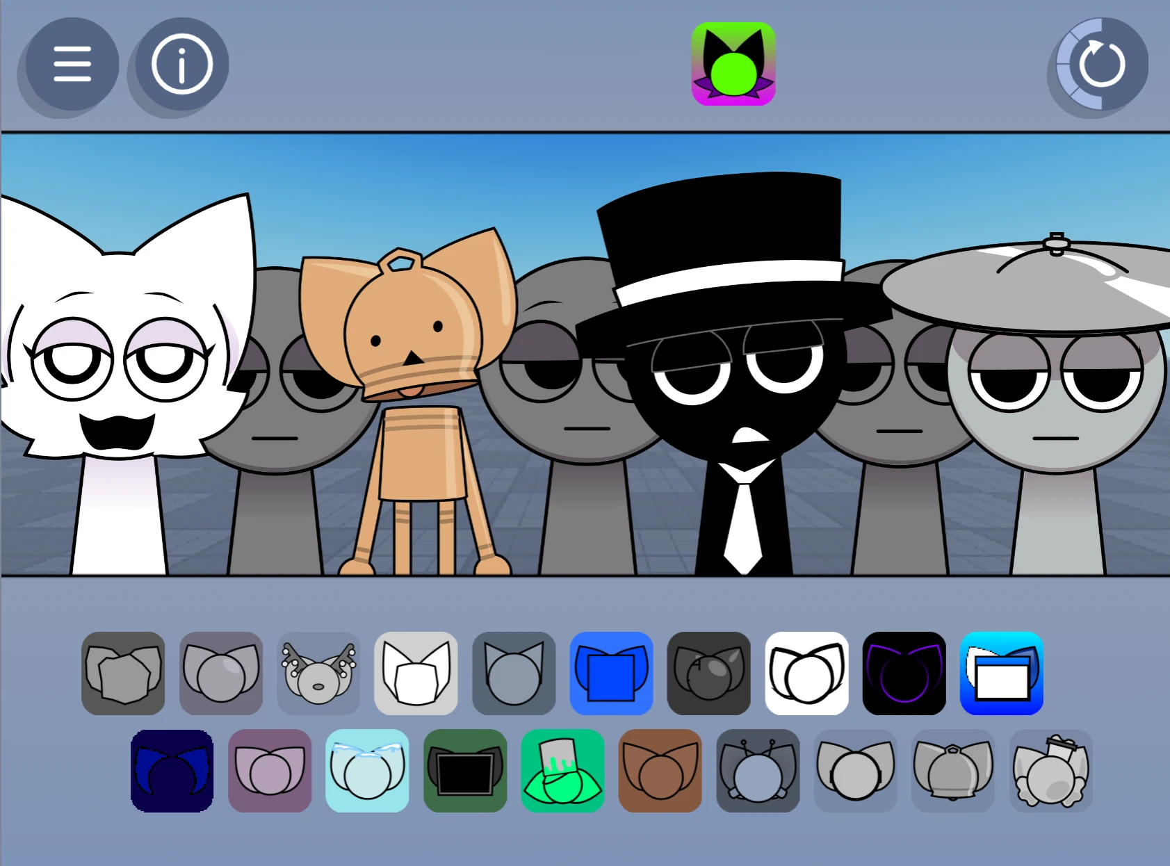 Full screen Sprunki Kats Sounds gameplay view