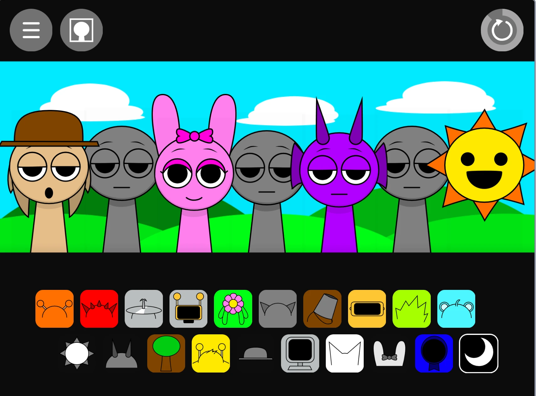 Incredibox Sprunki Night Time 3.0 starry interface