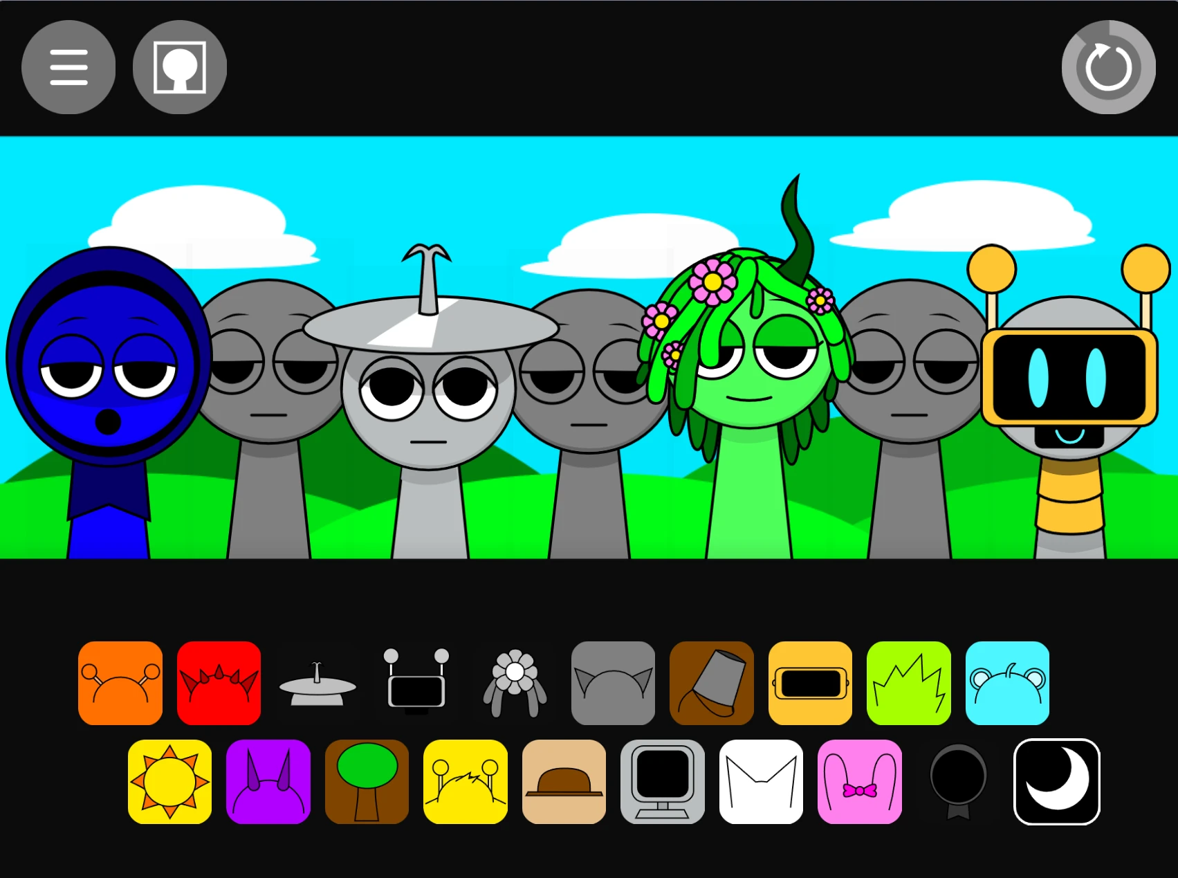 Incredibox Sprunki Night Time 3.0 nighttime character selection