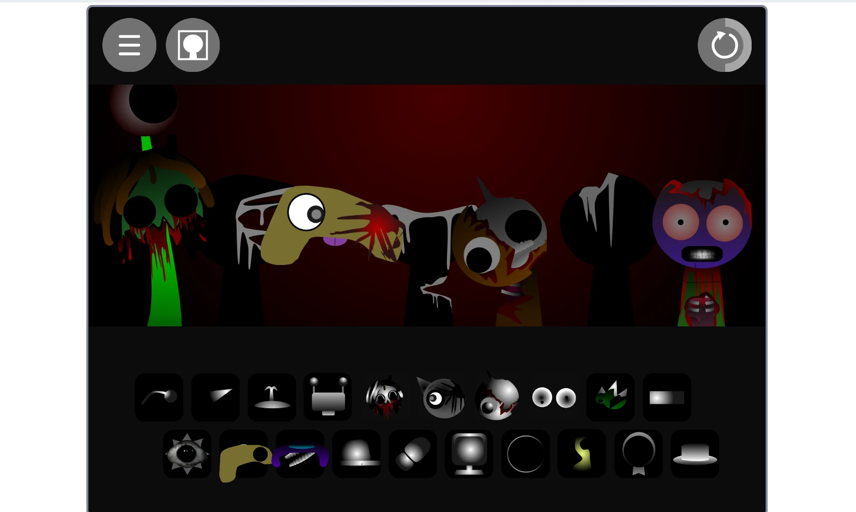 Sound selection menu in Incredibox Sprunki Phase 3