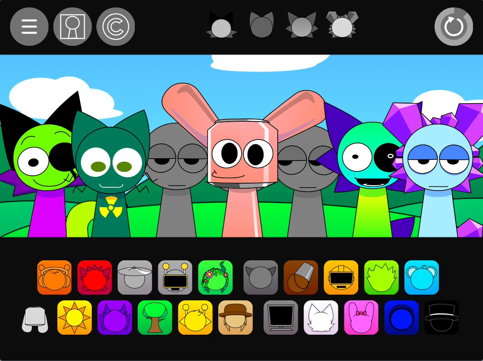 Incredibox Sprunki Pyramixed 0.9 OC Remix character creation interface