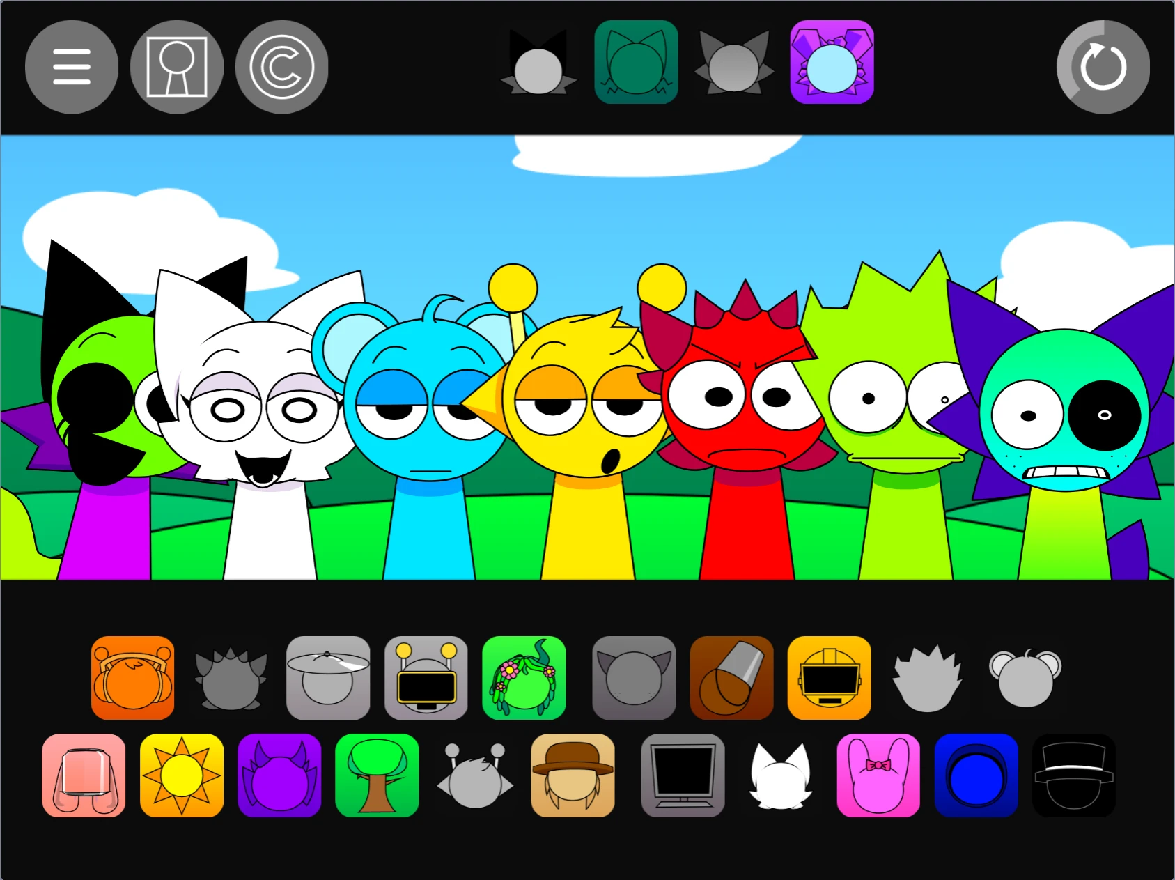 Incredibox Sprunki Pyramixed 0.9 OC Remix character and music combination examples