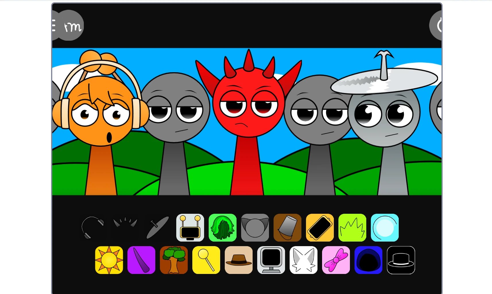Incredibox Sprunki Swap music mixing dashboard with sound controls