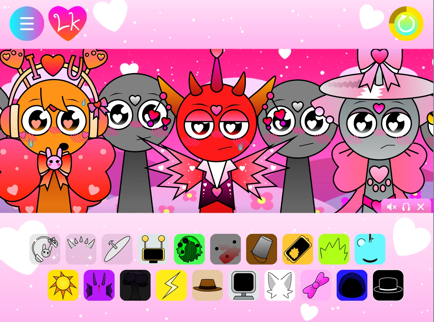 Music mixing with star and heart characters in Sprunki game