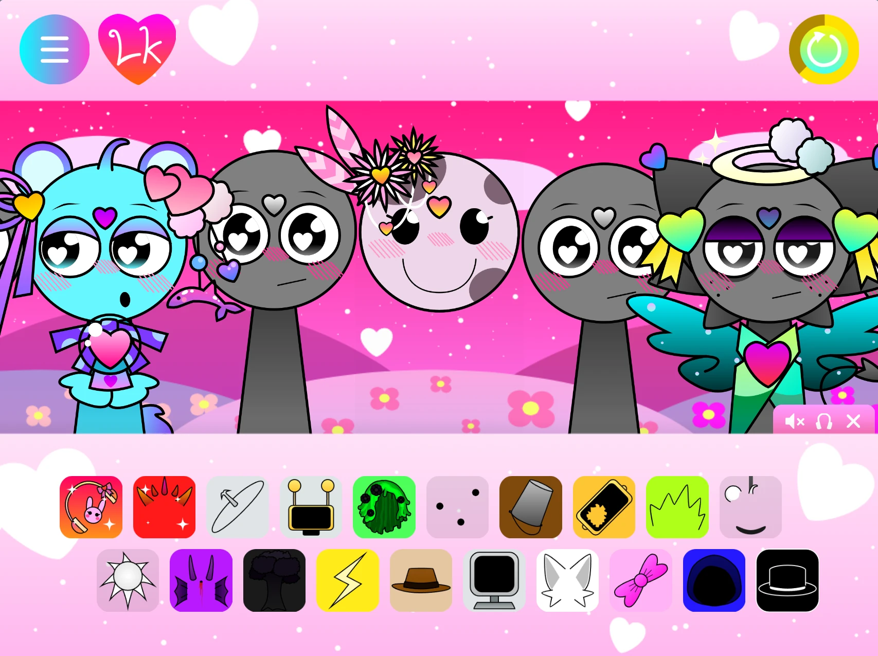 Character selection screen in Incredibox Sprunki game