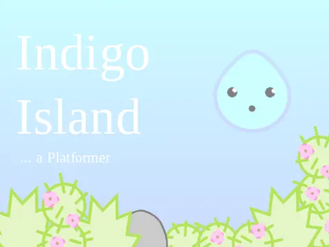 Indigo Island platformer logo featuring beach and island theme
