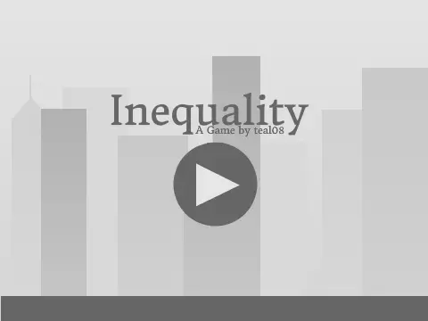 Inequality platformer logo cover featuring two characters and abstract puzzle layout