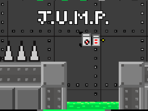 J.U.M.P. industrial platformer logo - robot Trip factory escape