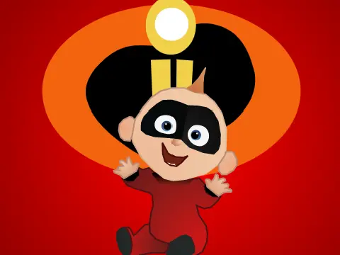 Jack Jack Incredibles 2 platformer logo cover featuring baby Jack-Jack with multiple powers
